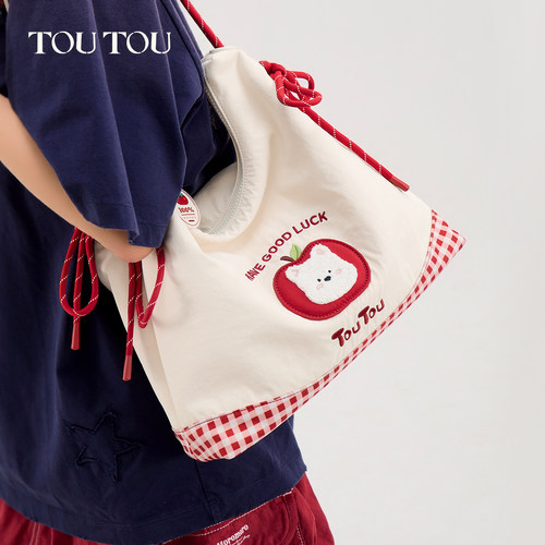 TOUTOU2026新款悦来悦好托特包大容量抽绳轻便通勤单肩斜挎包女款 - 图1