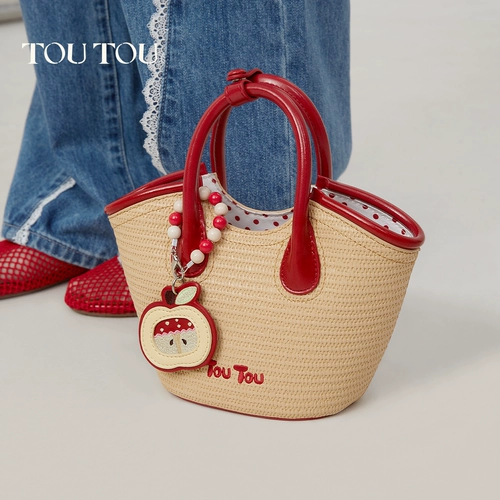 Apple, соломенная корзина, портативная сумка, барсетка, ведро, пляжная подходит с юбкой