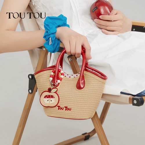 Apple, соломенная корзина, портативная сумка, барсетка, ведро, пляжная подходит с юбкой