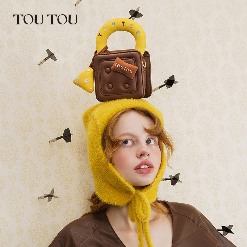 TOUTOU原创焦糖华夫包可爱甜甜圈手提小方包女休闲百搭单肩斜挎包,淘宝优惠券,粉丝福利购,淘宝优惠卷