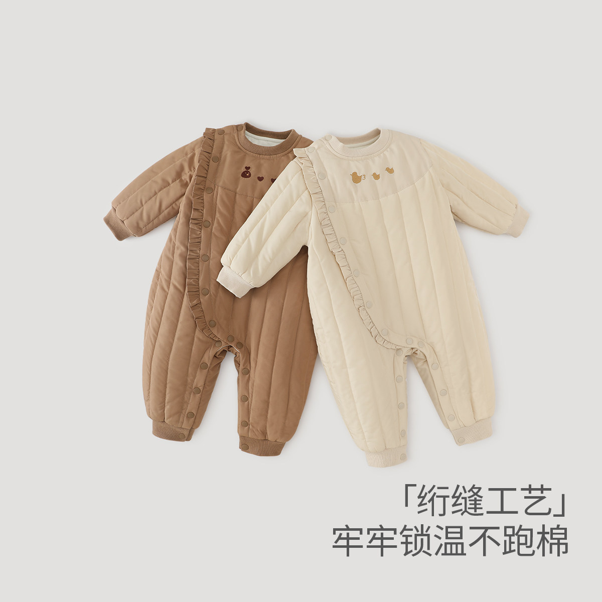 女宝宝棉服秋冬新生儿保暖夹棉连体衣加厚冬季小月龄婴儿外出棉衣,淘宝优惠券,粉丝福利购,淘宝优惠卷