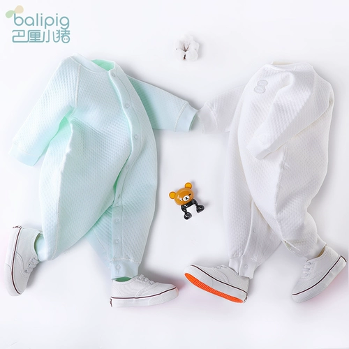 Детская весенняя стеганая пижама для новорожденных, утепленное демисезонное боди