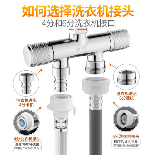 全铜一进二出三通角阀分水器马桶一分二双控洗衣机水龙头接头开关 - 图2