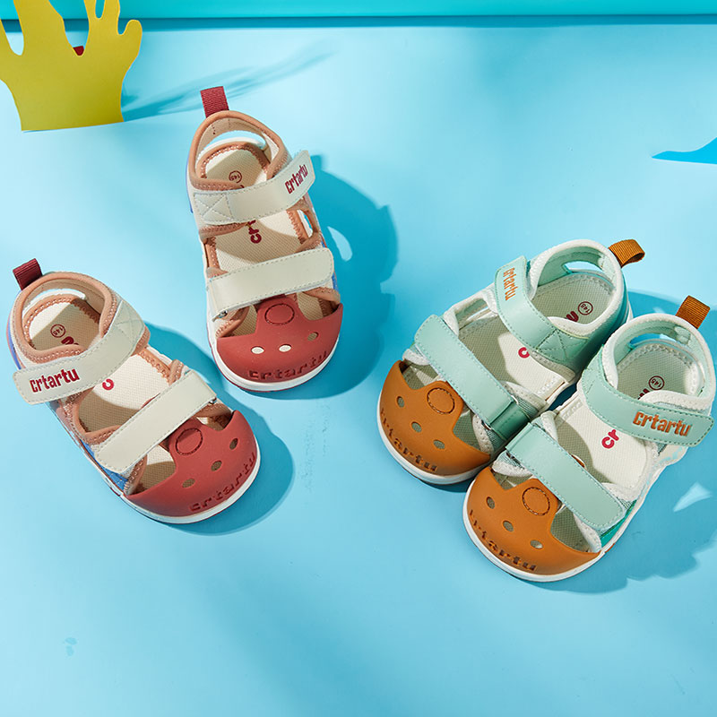 卡特兔女童凉鞋男童儿童宝宝童鞋软底防滑透气婴儿机能鞋学步鞋子-图0