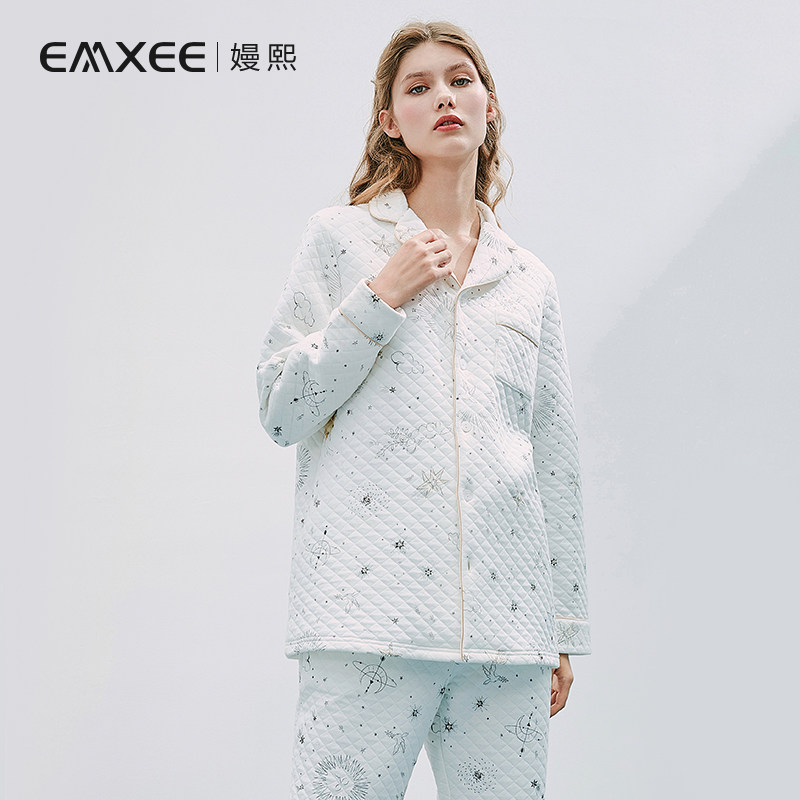 【新品】嫚熙秋冬哺乳空气棉喂奶睡衣 嫚熙家居服套装