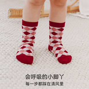 嫚熙婴儿袜子女童红色