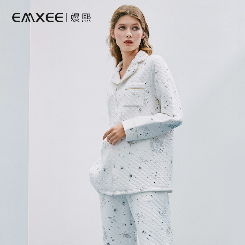 【新品】嫚熙秋冬哺乳空气棉喂奶睡衣 嫚熙家居服套装