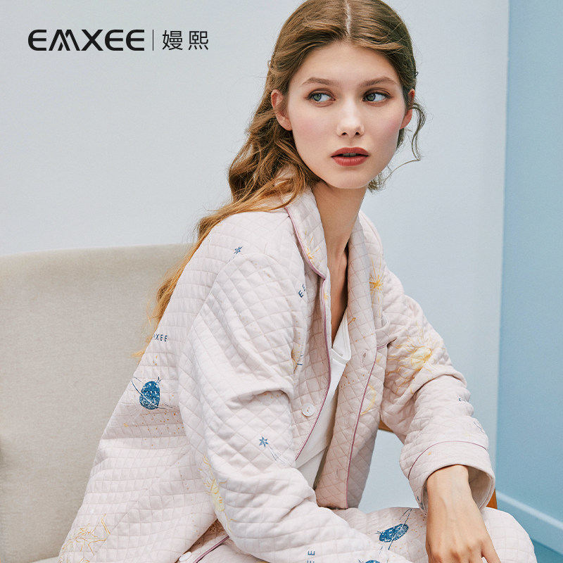 【新品】嫚熙秋冬哺乳空气棉喂奶睡衣 嫚熙家居服套装