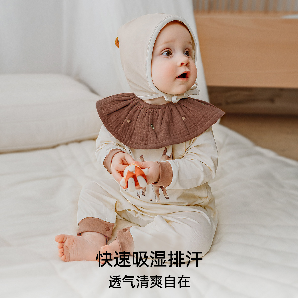 嫚熙果果衣丝柔果棉婴幼儿连体衣满月哈衣纯棉春款新生儿宝宝衣服