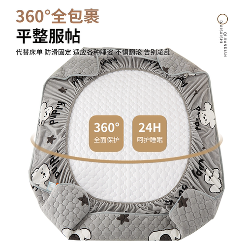 冬季牛奶绒夹棉床笠单件床罩席梦思床垫保护罩2025新款加绒床套罩 - 图2