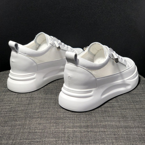 小白鞋女2026新款夏季薄款透气网面鞋百搭厚底松糕5CM内增高女鞋 - 图3