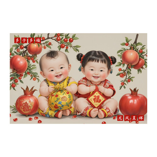 多子多福龙凤呈祥十字绣2025新款客厅床头手工自己绣金童玉女刺绣 - 图3