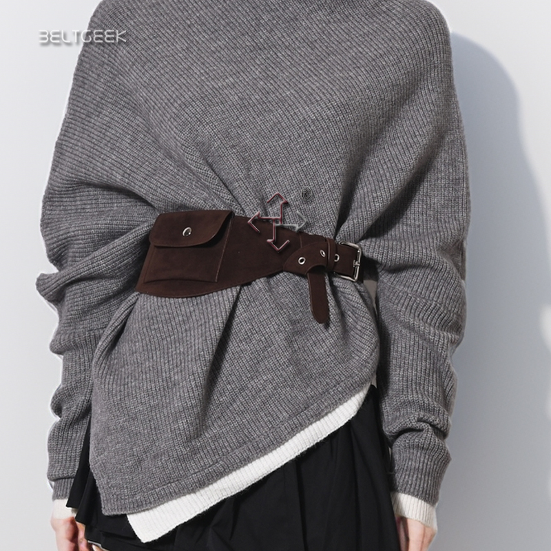 波嬉时髦运动风男女装饰腰包配裙子裤子外套小众腰带绒面/光面宽 - 图0