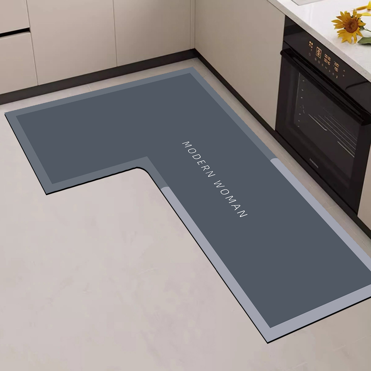 Kitchen floor mat L-shaped corner special floor mat 7-shaped