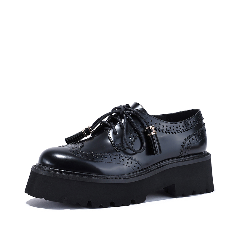 BellaLily新款复古增高小皮鞋女气质布洛克鞋JK制服单鞋 - 图0