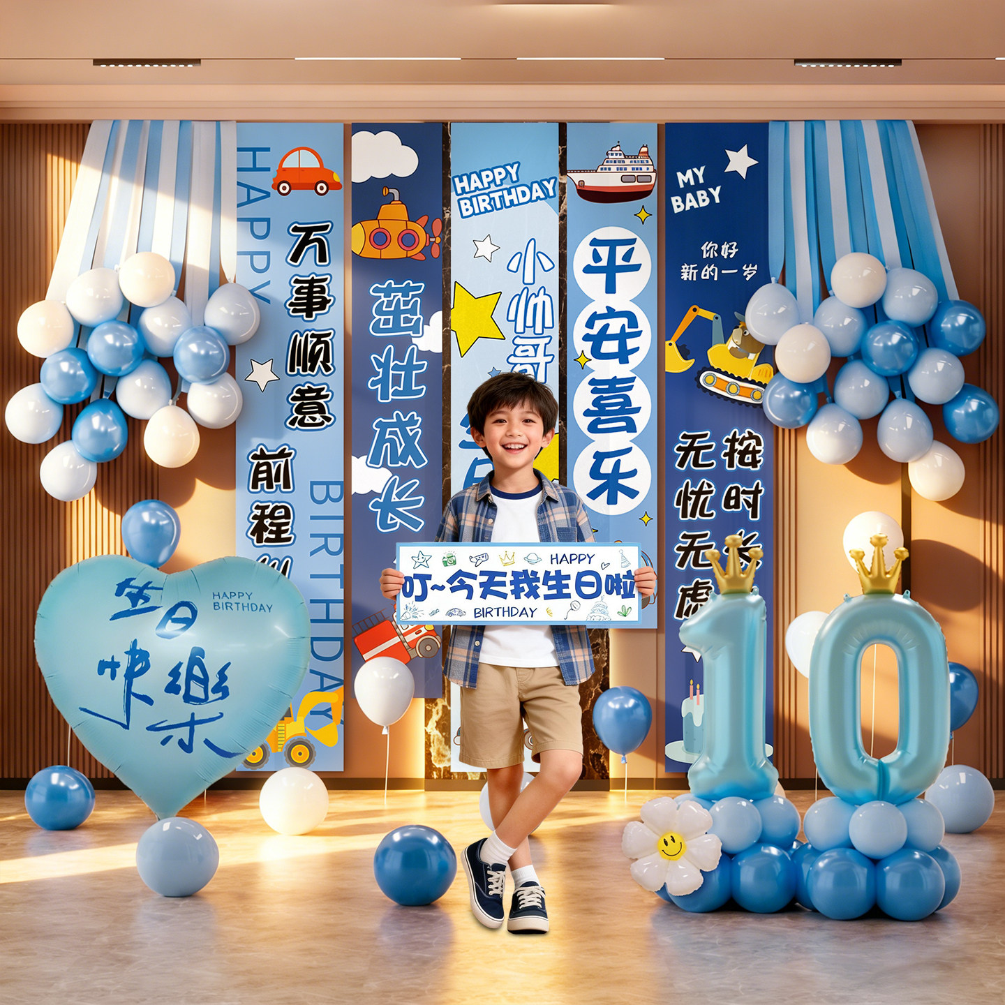儿童男孩十岁生日仪式感条幅派对背景墙装饰场景拍照氛围布置挂布,淘宝优惠券,粉丝福利购,淘宝优惠卷