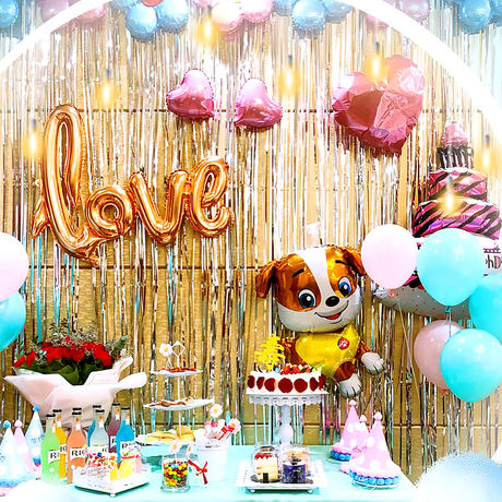 Rain Silk Curtain Pull Flower Tassel Ribbon Birthday Layout Background Wall Wedding Decoration Gold Silver Laser