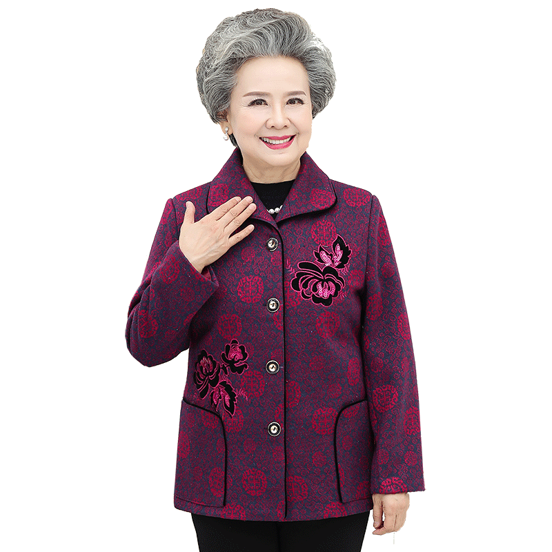 中老年人女秋冬装棉外套奶奶装60岁 简禾中老年女装