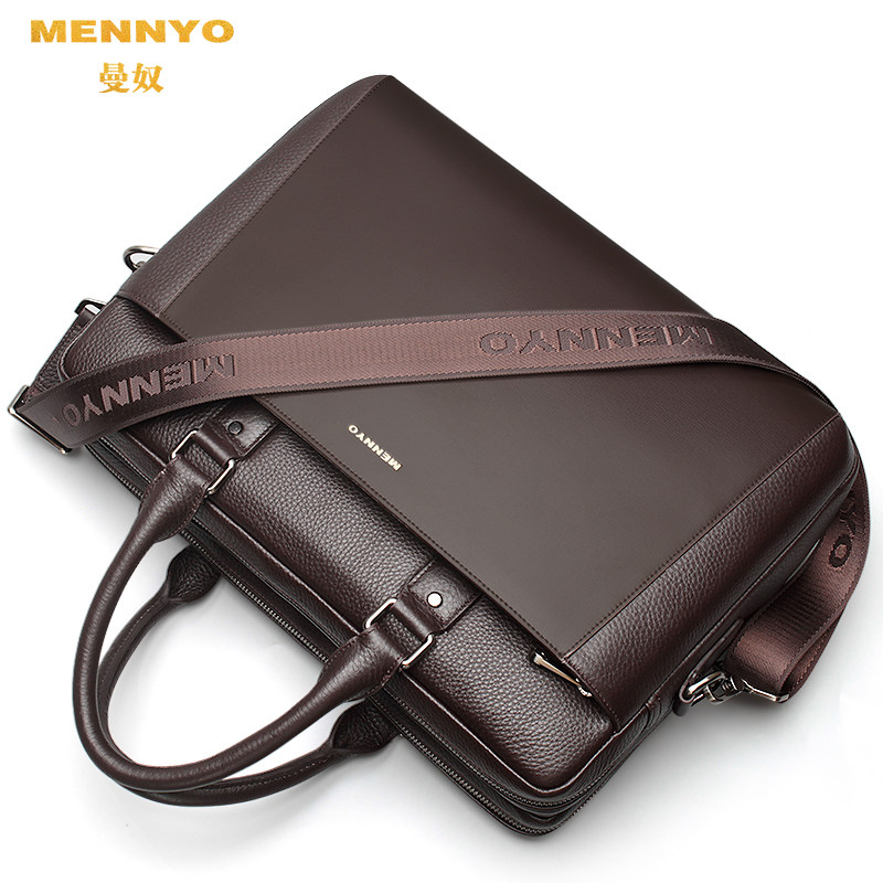 曼奴男手提包真皮横款商务公文包 mennyo男士包袋