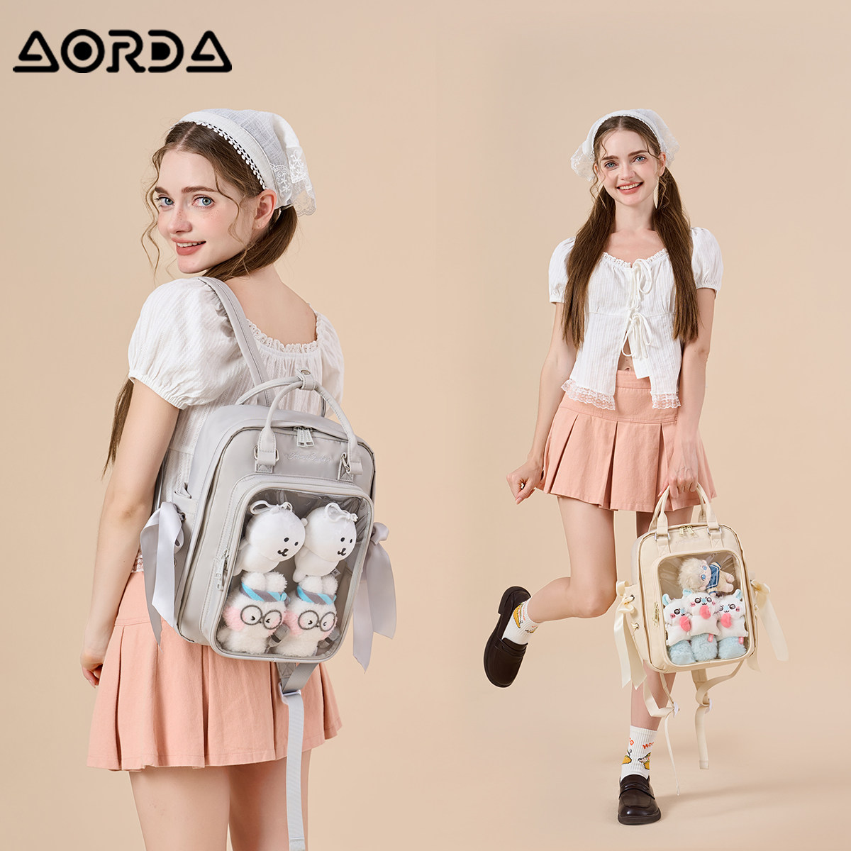 AORDA 丝带小食量痛包双肩包日常外出小型背包书包20cm娃包吧唧包,淘宝优惠券,粉丝福利购,淘宝优惠卷