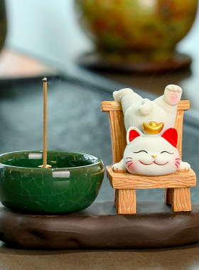 恺帅创意国潮招财猫线香插摆件
