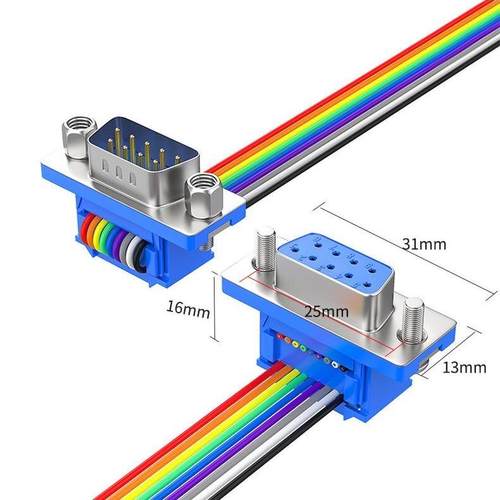 DB15/25/37P压线式公母头9针孔串口插座压排线免焊接头DIDC连接线 - 图0