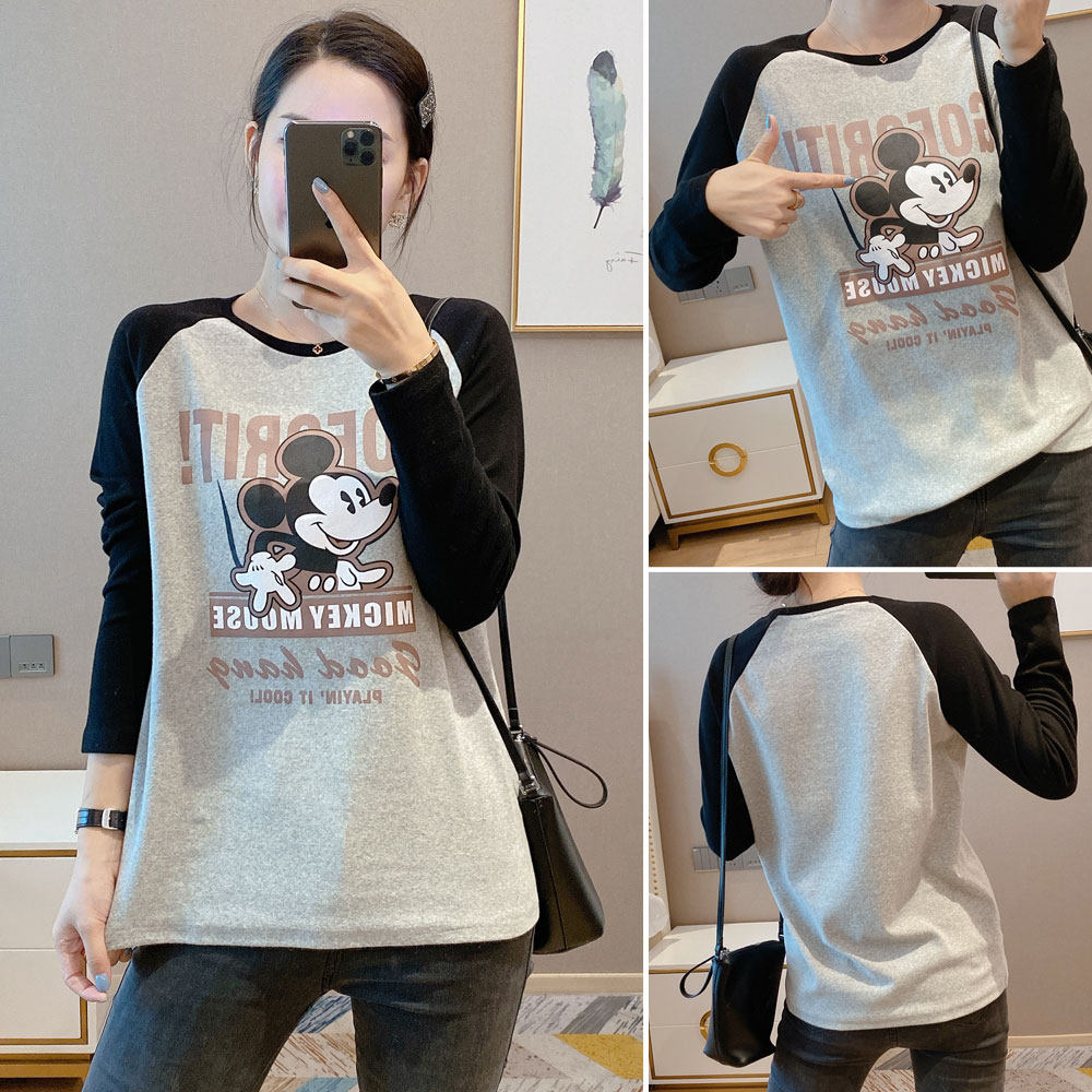 欧洲站2020秋冬新中长款拼色装t恤 沃咖T恤