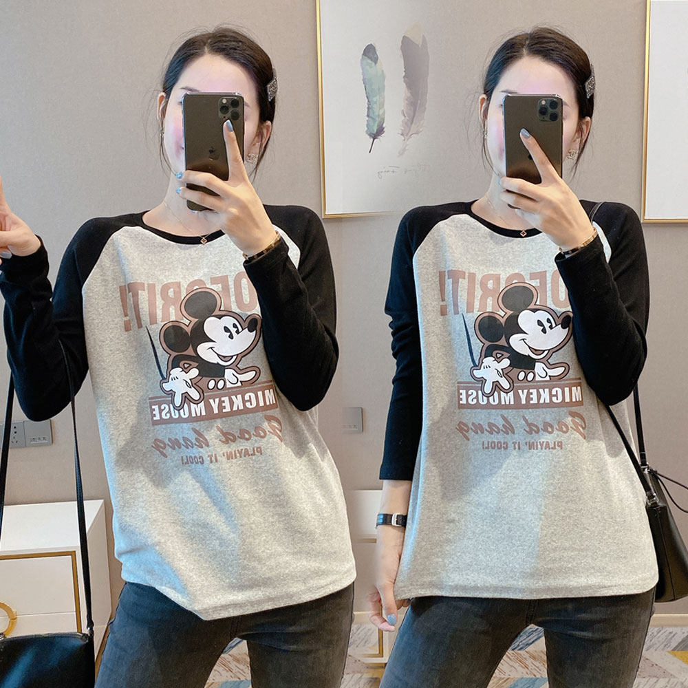 欧洲站2020秋冬新中长款拼色装t恤 沃咖T恤