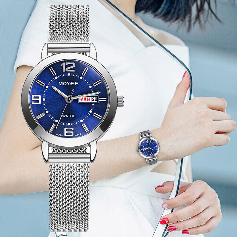潮流女士钢带学生韩版情侣表 moyee摩尔国产腕表