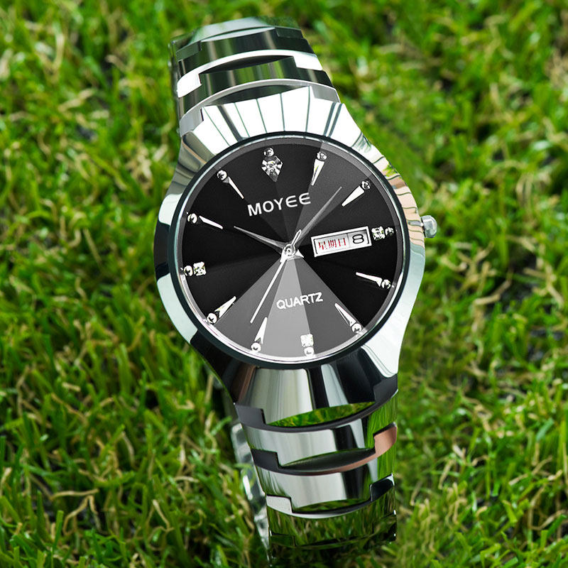 钨钢情侣男士陶瓷刻字防水学生女表 moyee摩尔国产腕表
