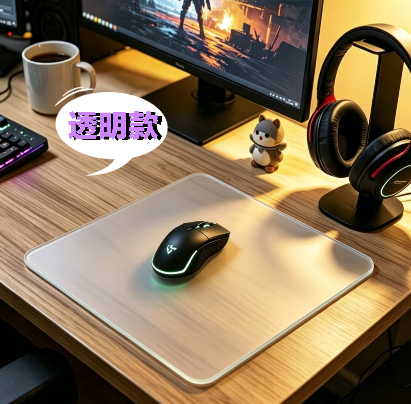 定制布纹玻璃鼠标垫电竞顺滑光伏玻璃鼠标垫发电光伏现货玻璃垫