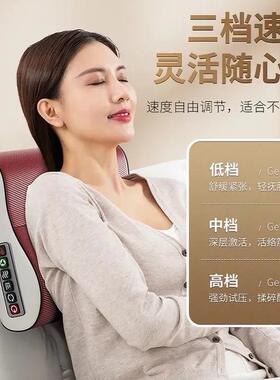 潭仁颈椎按摩器腰部背部颈部车家用多功能热敷脖子按摩仪按摩枕头
