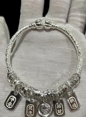 足银999原创锤纹盘缠手链