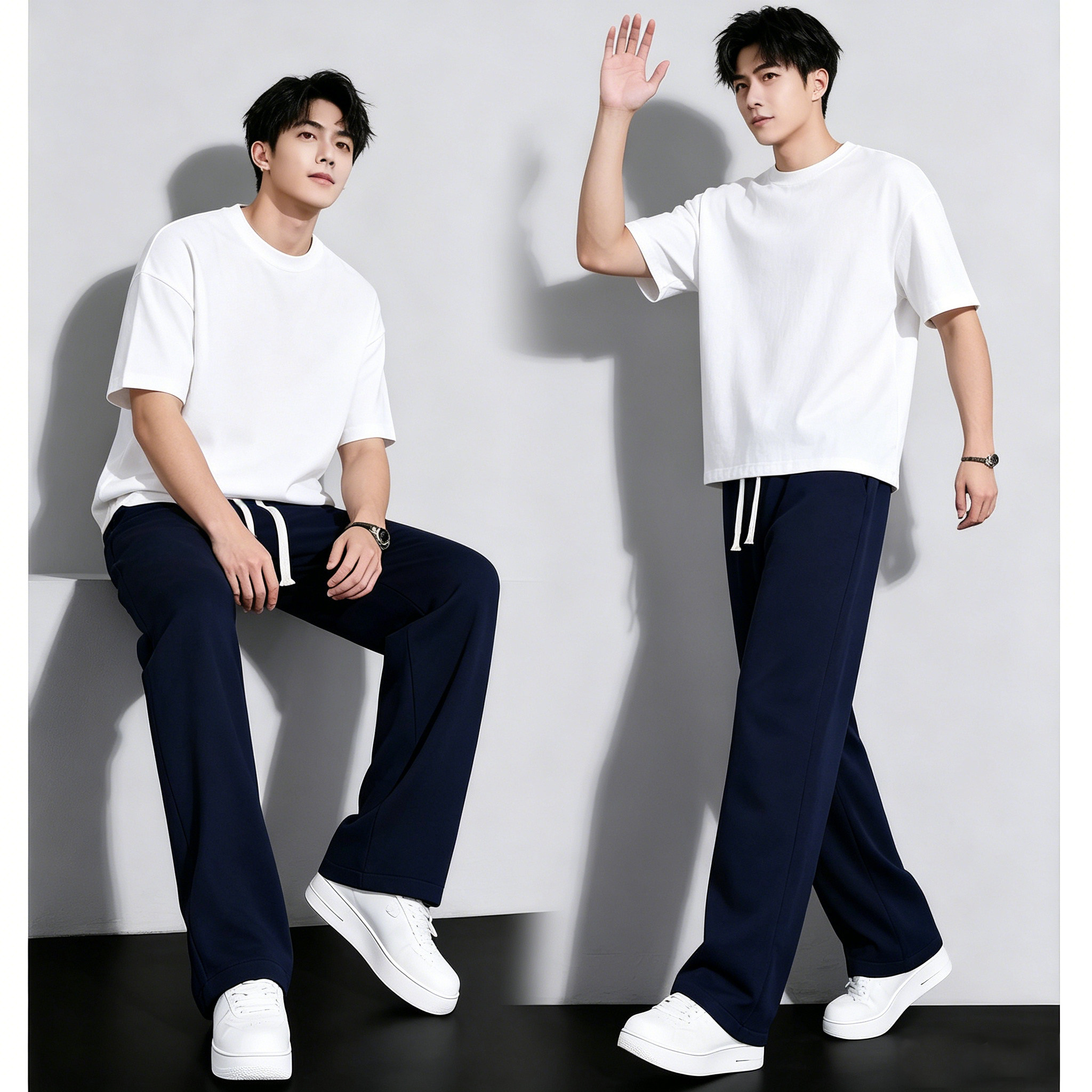 Summer thin style-teenagers straight-leg sweatpants men's style