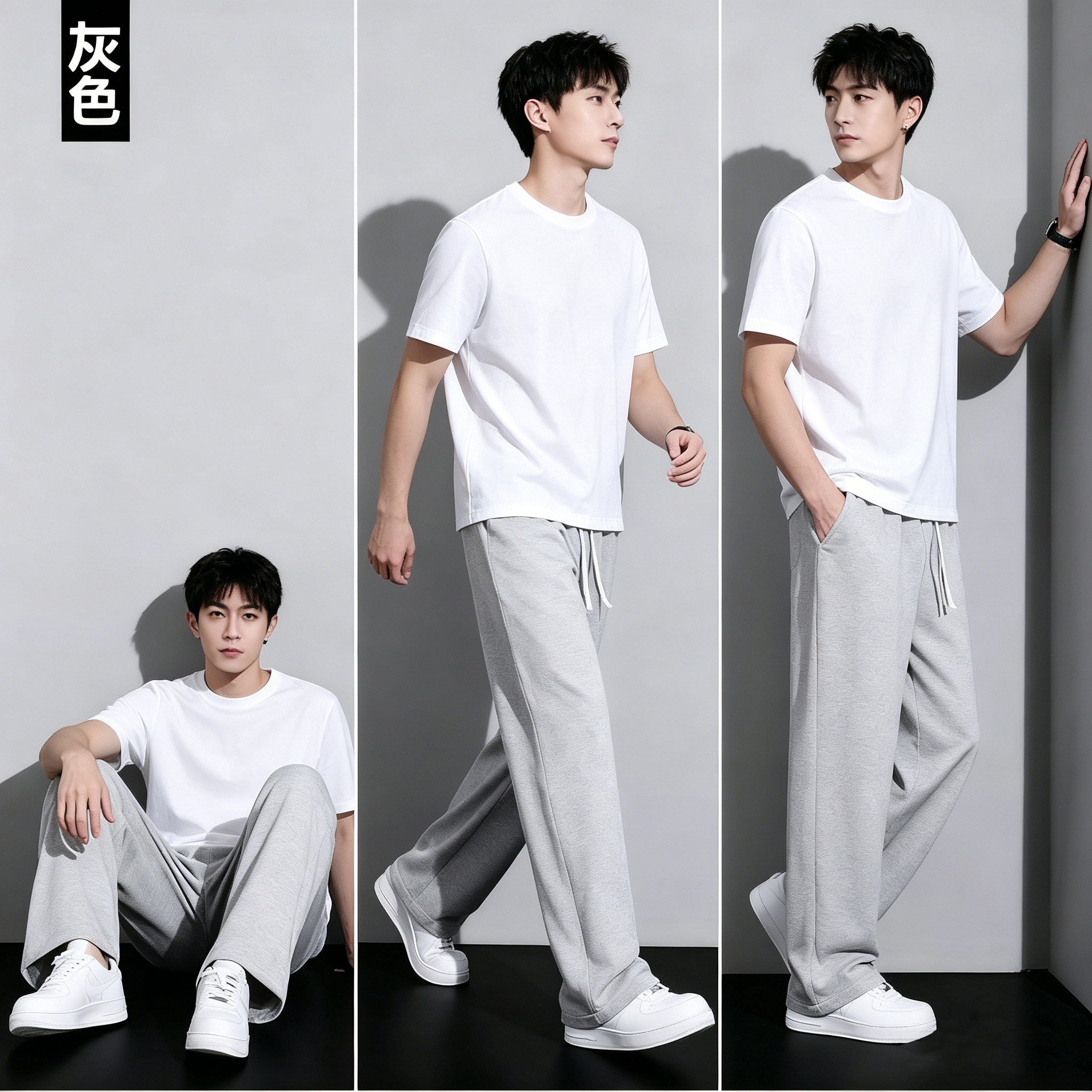 Summer thin style-teenagers straight-leg sweatpants men's style