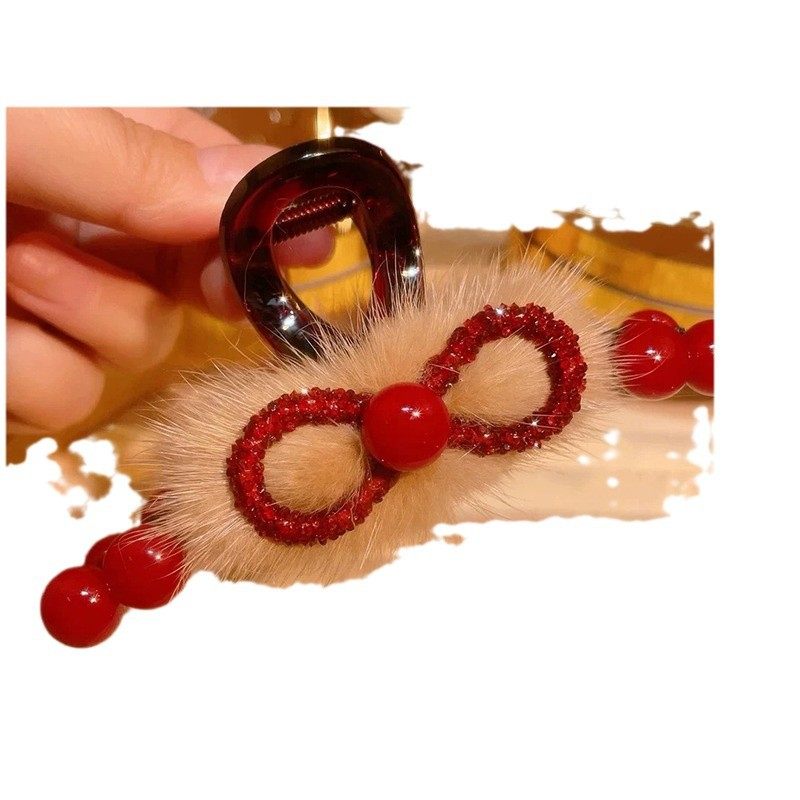 2025新款红色抓夹女高级感简约气质新年发夹后脑勺盘发鲨鱼夹头饰,淘宝优惠券,粉丝福利购,淘宝优惠卷