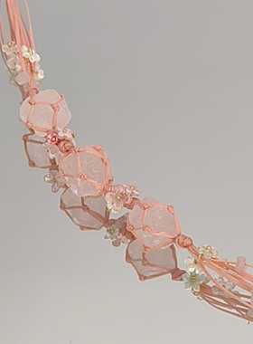 【鹤别青山】少女的祈愿手工编织原创设计天然粉水晶小仙女手绳