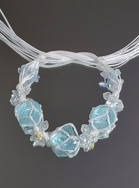 【鹤别青山】不知名海域原创设计马尔代夫海蓝琉璃手工编织手绳