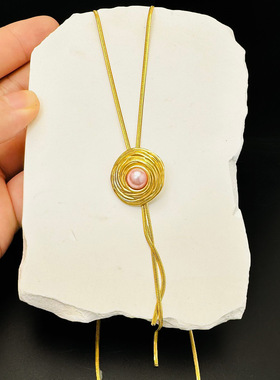 抽拉毛衣链炫小虫女钛钢