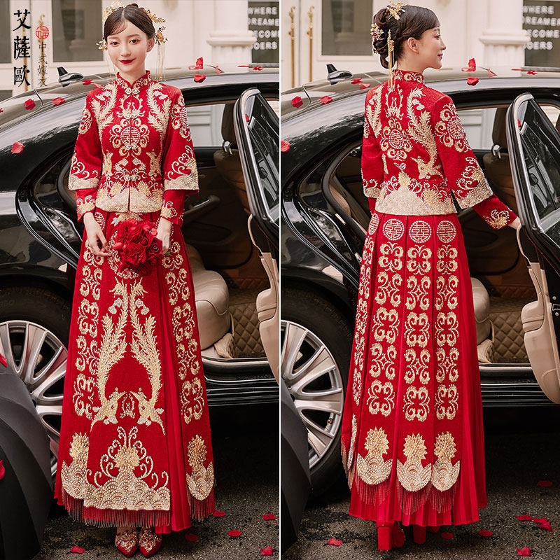 秀禾服新娘2021新款结婚冬季婚纱 艾萨欧旗袍