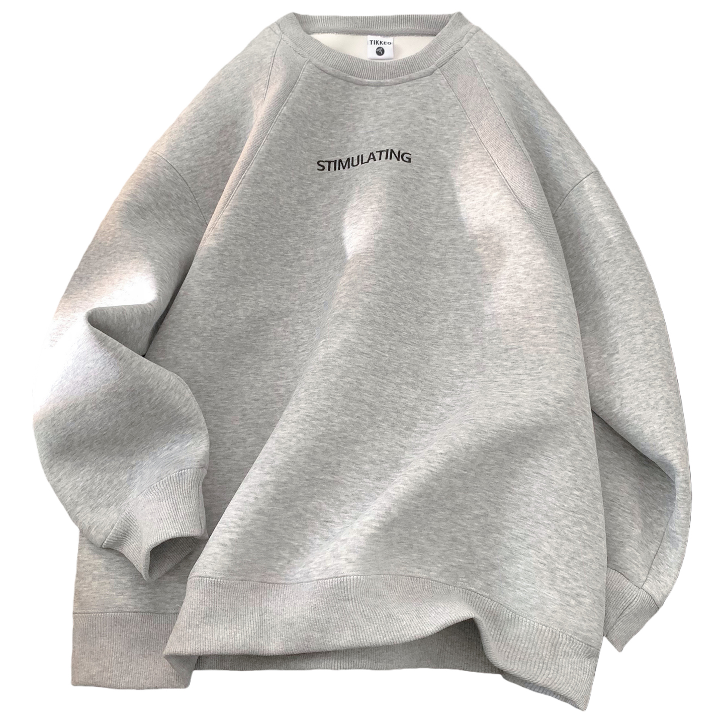 美式复古字母刺绣圆领卫衣男女秋冬新款oversize宽松慵懒风上衣潮 - 图3