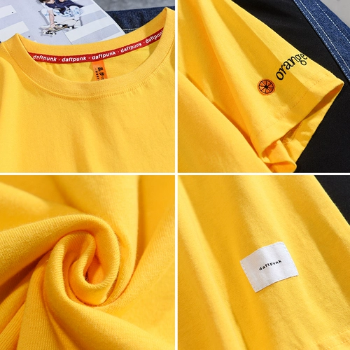 Трендовая брендовая летняя футболка с коротким рукавом, в корейском стиле, с вышивкой, свободный крой