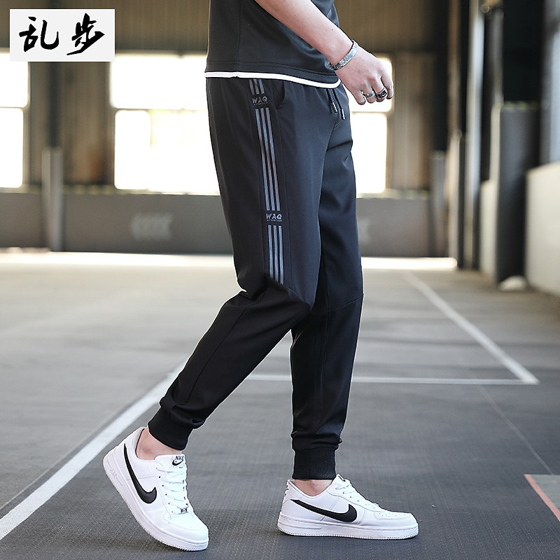 港风男士束脚卫裤2023年冰丝裤子 rampo乱步休闲裤