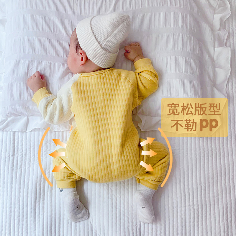 宝宝冬装夹棉婴儿衣服婴幼儿连体衣 wuawua连身衣/爬服/哈衣