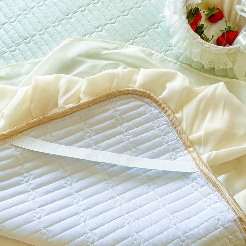 100%全棉床裙加厚绗缝床盖法式蕾丝床罩纯棉床垫保护套遮丑四季,淘宝优惠券,粉丝福利购,淘宝优惠卷