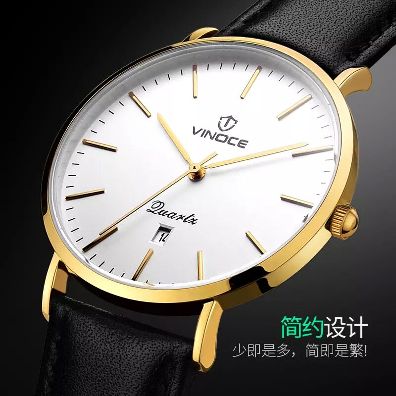 威诺时男十大超薄防水中学生男表 vinoce威诺时汇吉国产腕表