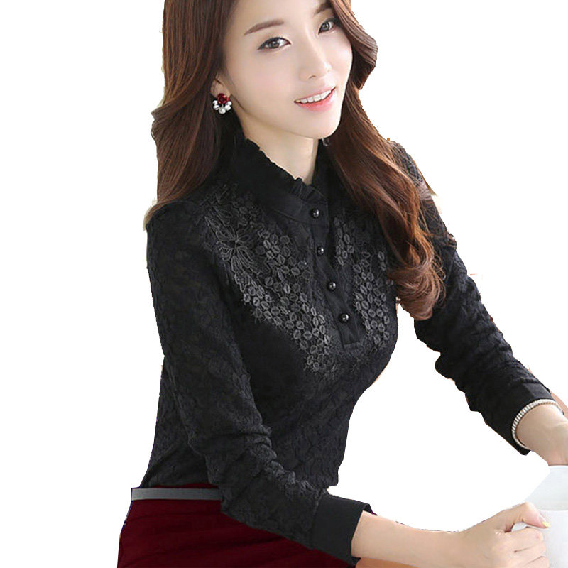 蕾丝加绒2020新款内搭女士小衫衬衫 恋上17号蕾丝衫/雪纺衫