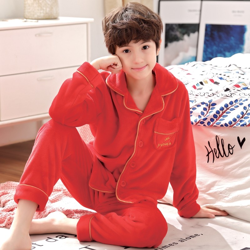 中大童青少年男孩秋冬季法兰绒睡衣 依玫恩睡衣/家居服套装