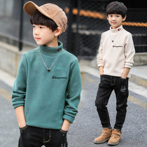 Boy hit undershirt autumn and winter style with velvet thickened 2023 new half-height collars childrens warm clothes for children