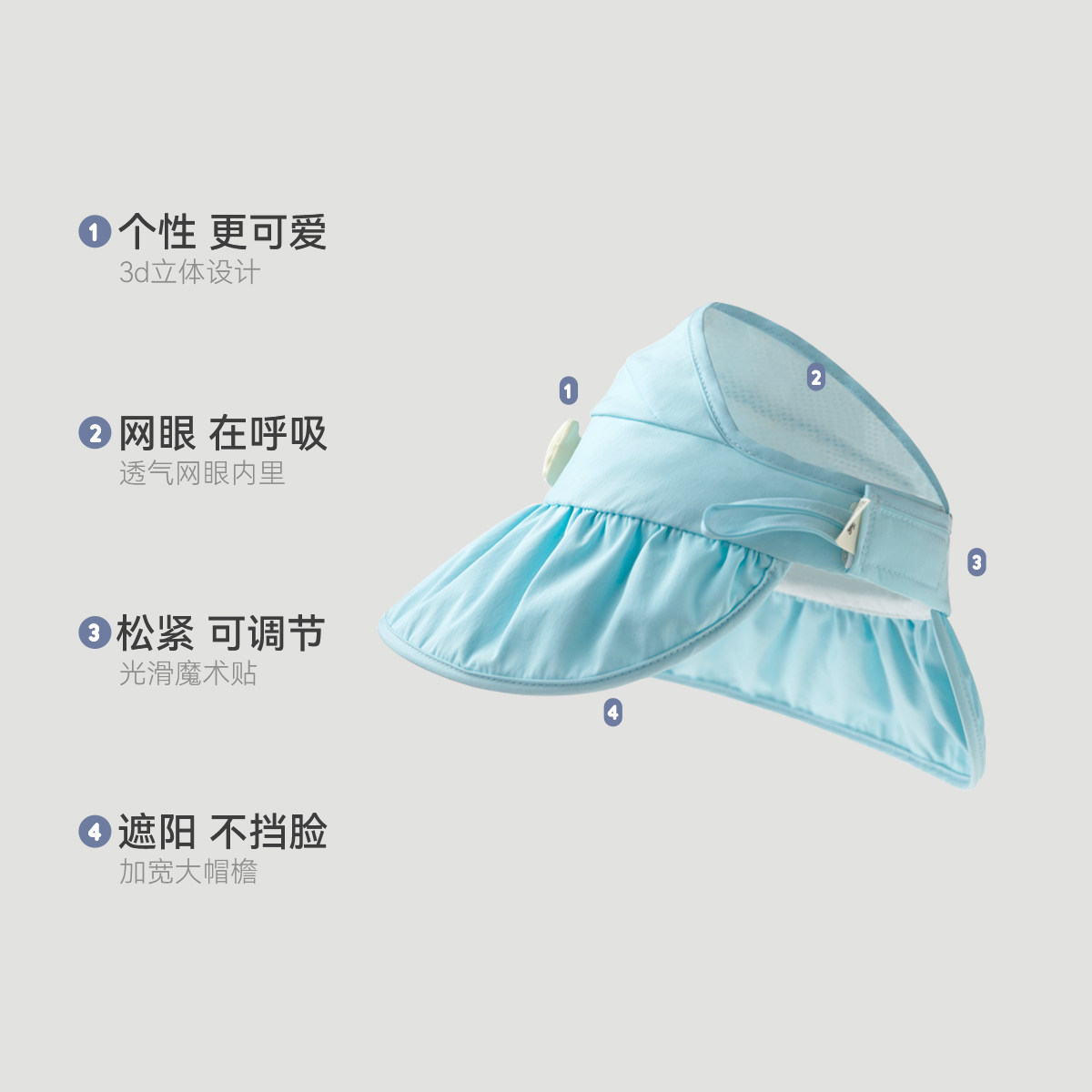 aqpa儿童防晒帽遮阳帽太阳渔夫帽